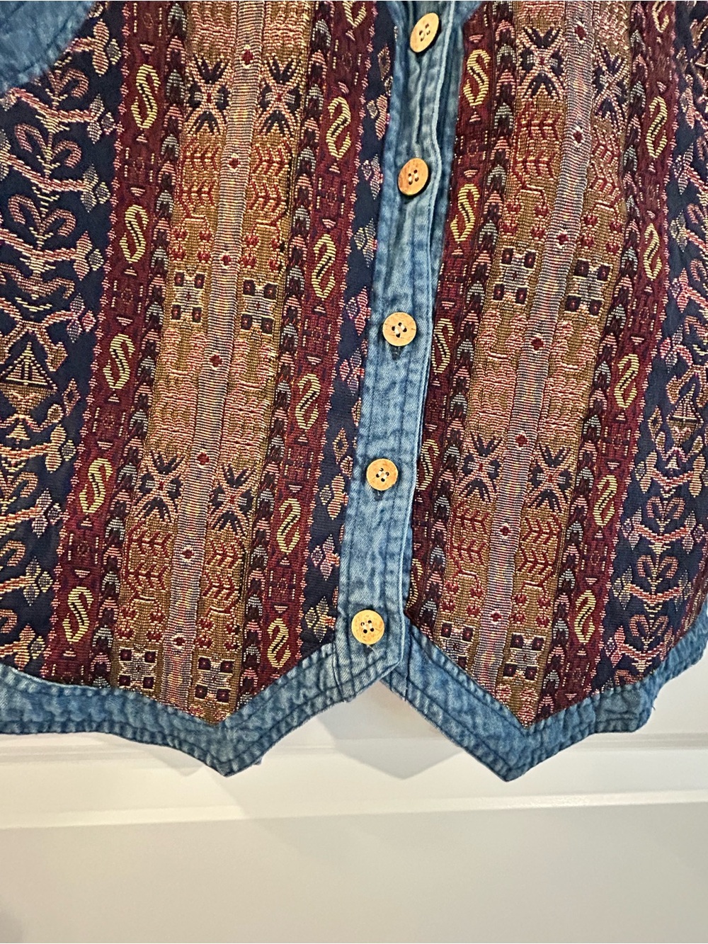Vintage 90s Tapestry Denim Vest Blue Multi Size S - Picture 6 of 10